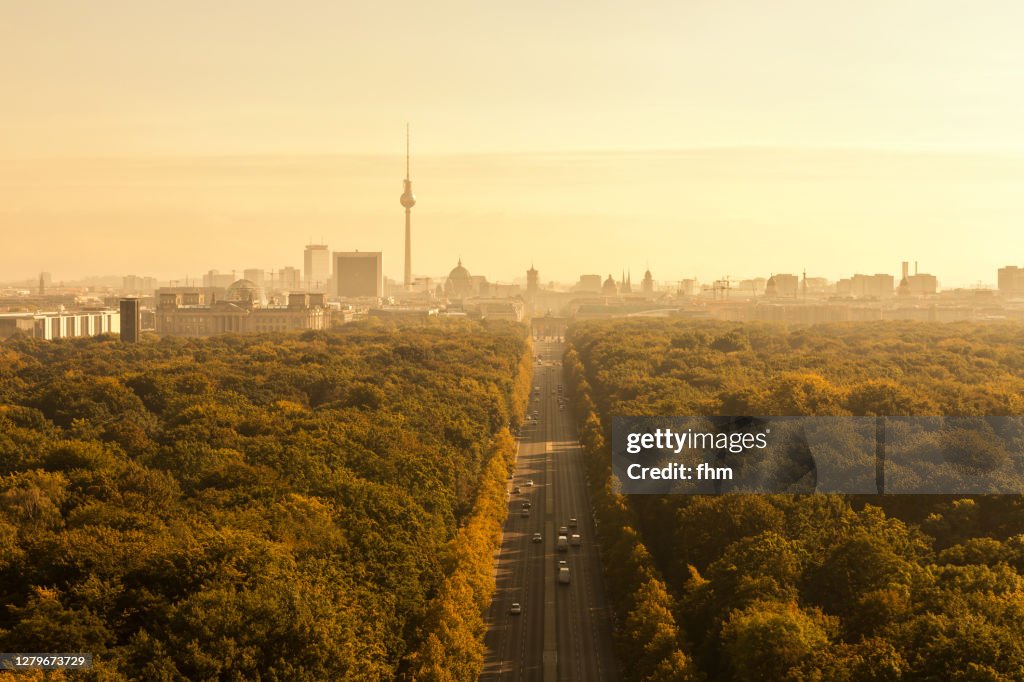 Berlin skyline with Brandenburg Gate and Television Tower