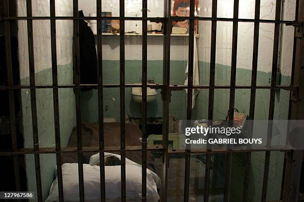 Prison cell is pictured inside Alcatraz 22 December 2006 on San Francisco Bay in California. Sometimes referred to as "The Rock", the small island of...