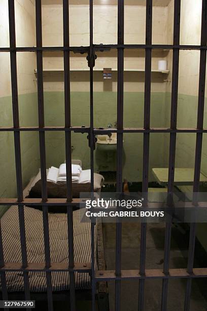 Prison cell is pictured inside Alcatraz 22 December 2006 on San Francisco Bay in California. Sometimes referred to as "The Rock", the small island of...