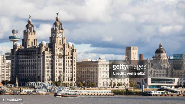 ferry across the mersey - royal liver building stock pictures, royalty-free photos & images