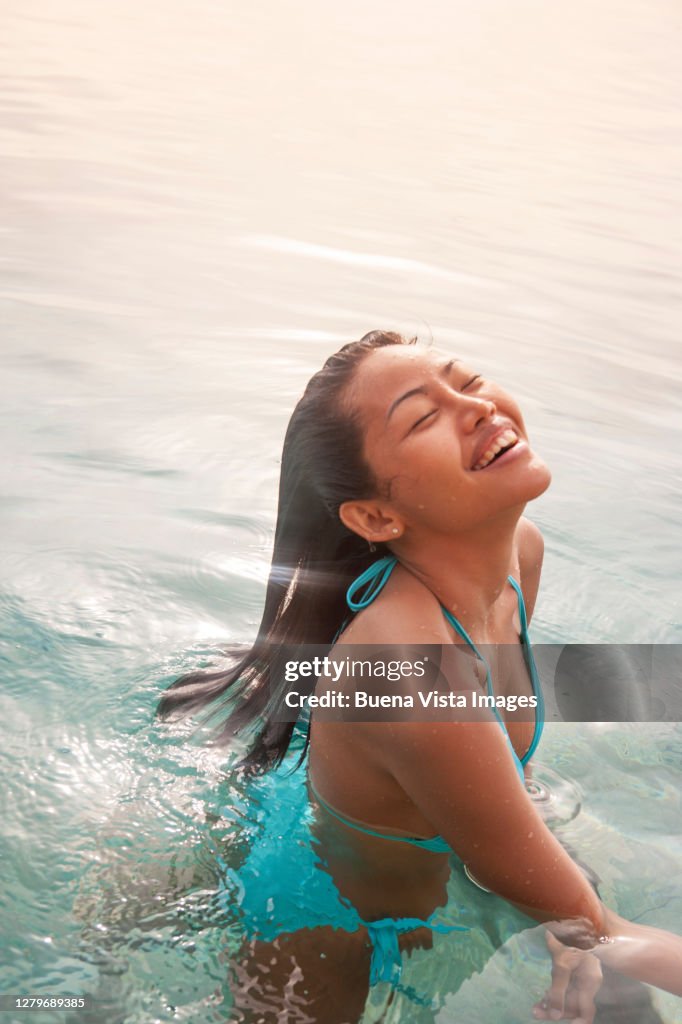 Woman in swimming pool
