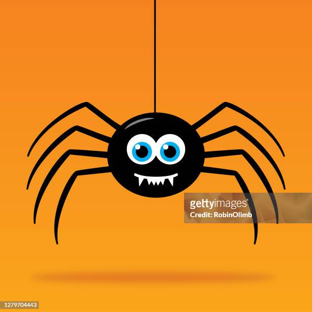 ilustraciones, imágenes clip art, dibujos animados e iconos de stock de bonita araña colgante de dibujos animados - spider
