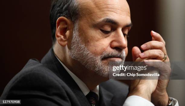 Federal Reserve Chairman Ben Bernanke testifies before the U.S. Congress Joint Economic Committee in the Dirksen Senate Office Building on Capitol...