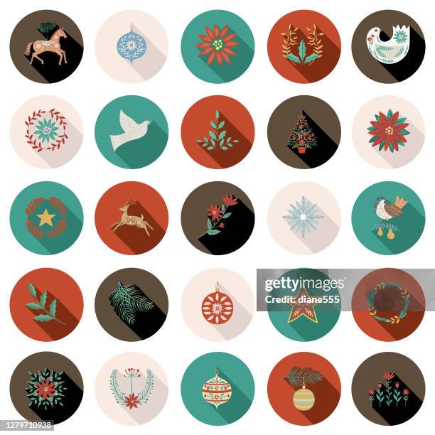 christmas folk art icon - the twelve days of christmas stock illustrations