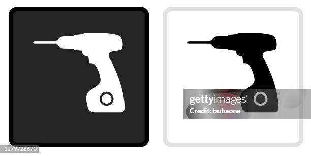 drill icon on black button with white rollover - drill white background stock illustrations