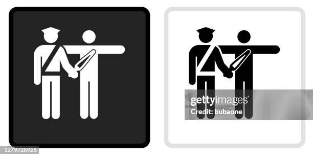 airport securtiy scanning icon on black button with white rollover - security check stock illustrations