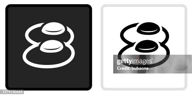 eggs icon on black button with white rollover - frying egg stock illustrations