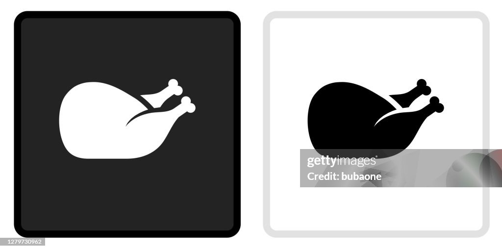 Poultry Icon on Black Button with White Rollover