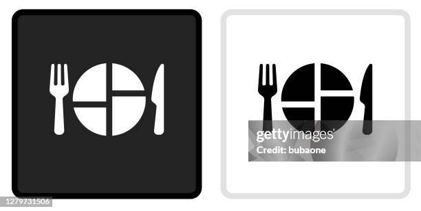food serving icon on black button with white rollover - serving size stock illustrations