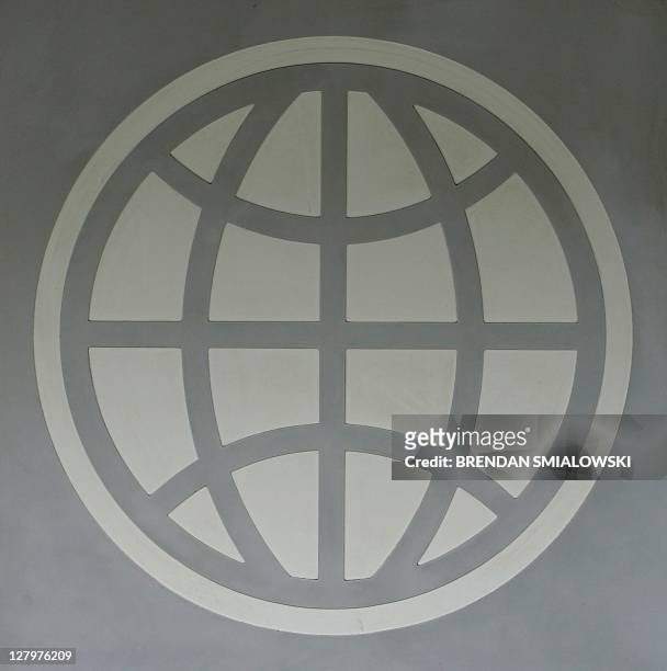 This 02 August, 2004 photo shows the logo on the World Bank Building in Washington, DC. New York and Washington police are conducting extra patrols...