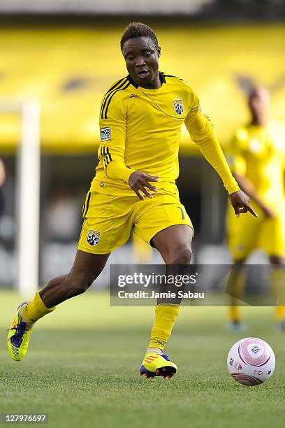 Emmanuel Ekpo of the Columbus Crew controls the ball against D.C. United on October 2, 2011 at Crew Stadium in Columbus, Ohio. Columbus defeated D.C....