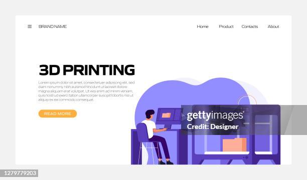 3d printing technology concept vector illustration for website banner, advertisement and marketing material, online advertising, business presentation etc. - electronics manufacturing lab stock illustrations