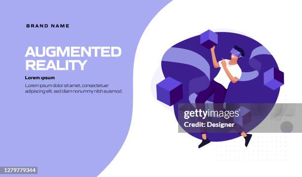 augmented reality concept vector illustration for website banner, advertisement and marketing material, online advertising, business presentation etc. - cad screen stock illustrations