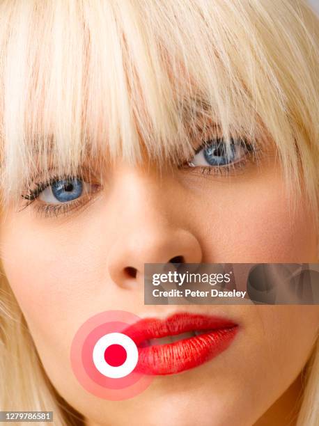 young woman with herpes/cold sore - cold sore stock pictures, royalty-free photos & images