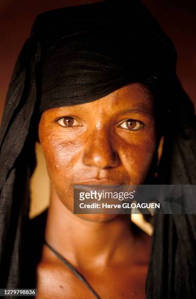 Portrait d'une femme nomade nigérienne en 1987, Niger.