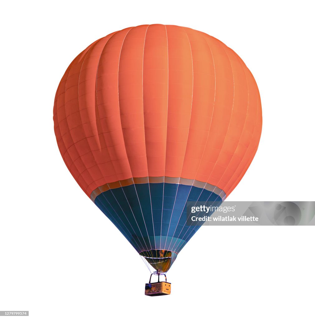 Group hot air balloon on white background.