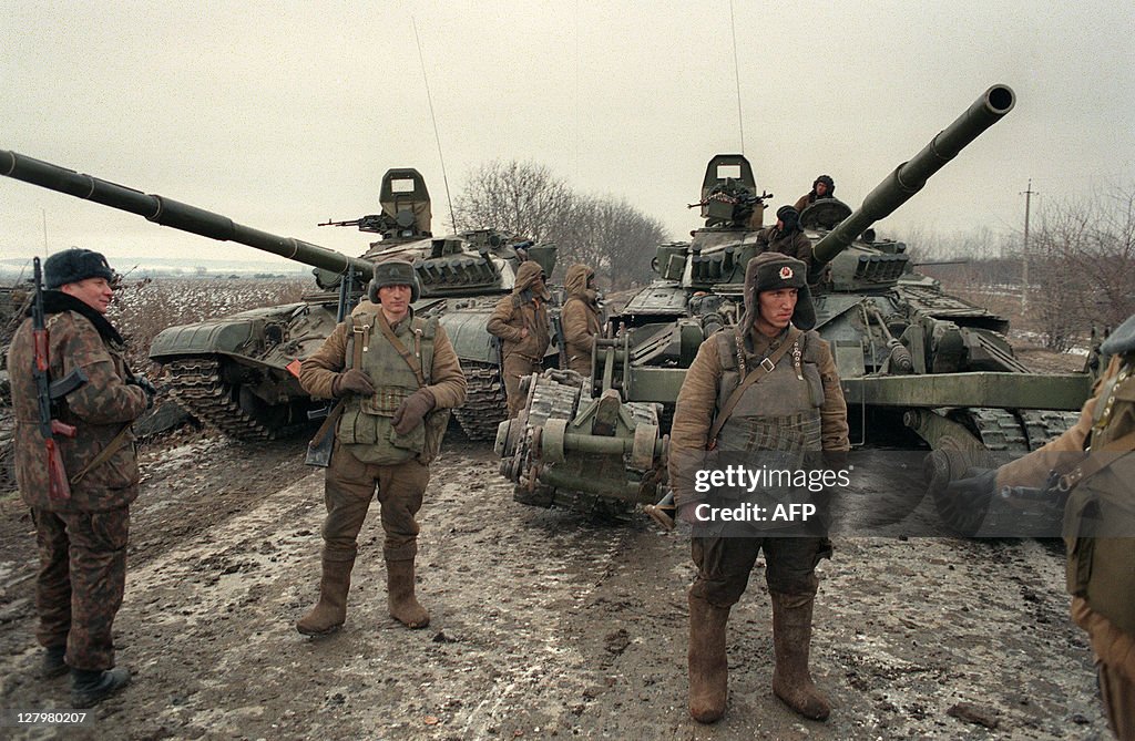 A Russian unit's lead T-72 tanks, one mo