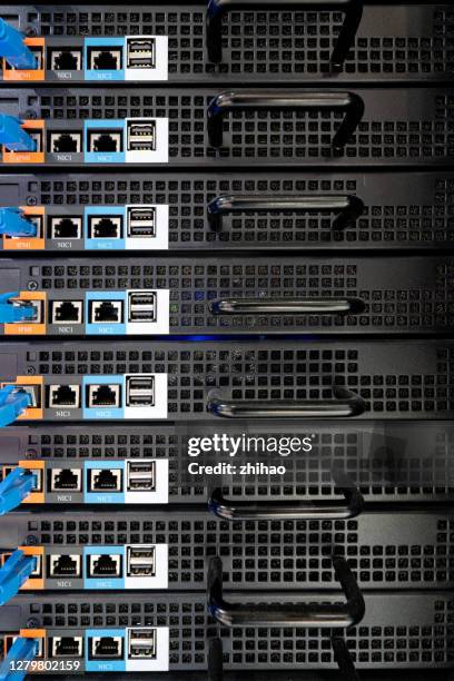 Server Image Front View Front View Of Various Interfaces On The Back Of The Network Server High ...