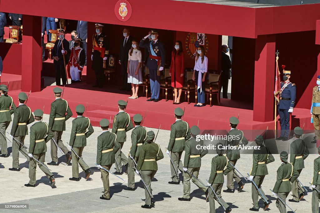 Spanish Royals Attend The National Day Military Parade