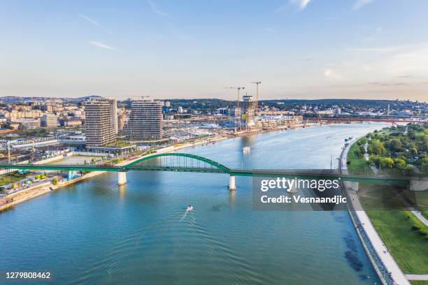 aerial view of belgrade - serbia - beautiful blue danube stock pictures, royalty-free photos & images