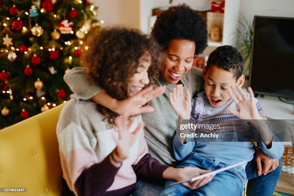 Video call with family on Christmas day during pandemic