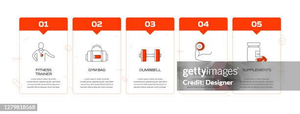 fitness and workout related process infographic template. process timeline chart. workflow layout with linear icons - exercise ball class stock illustrations