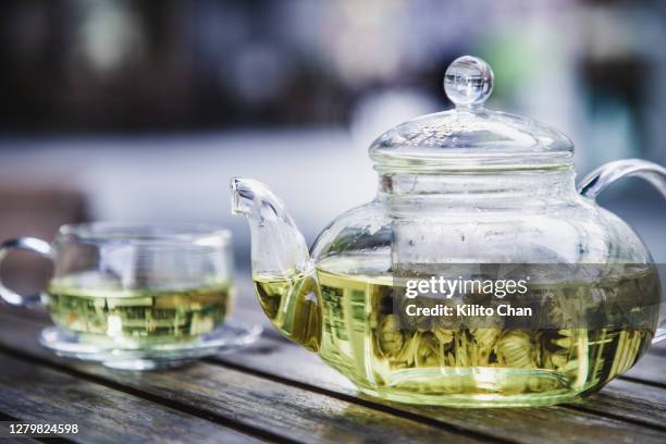 hot chrysanthemum herbal tea - tea outdoor ストックフォトと画像
