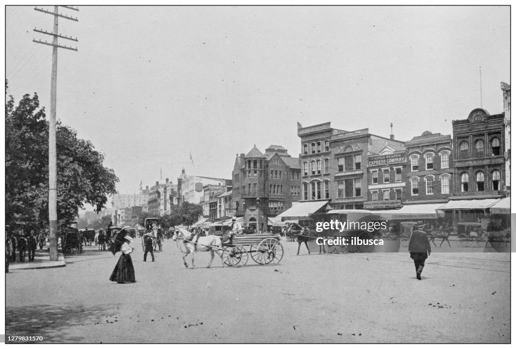 Antique black and white photograph of Washington, USA: Pennsylvania avenue