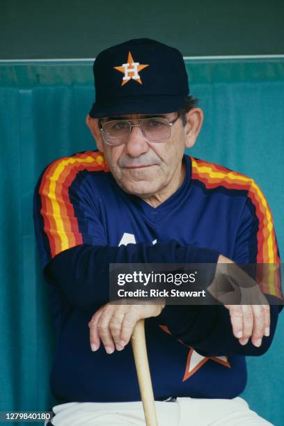 Yogi Berra, Bench Coach for the Houston Astros during the Major League Baseball National League West game against the San Diego Padres on 25th June...