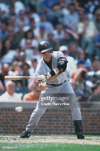 Craig Biggio, Second Baseman for the Houston Astros at bat during the Major League Baseball National League Central game against the Chicago Cubs on...