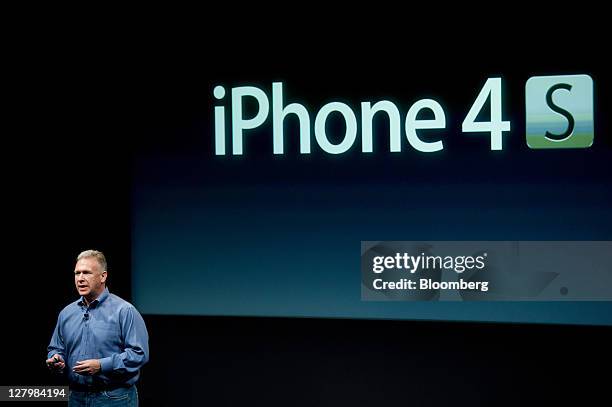 Phil Schiller, vice president of worldwide product marketing at Apple Inc., speaks during an event at the company's headquarters in Cupertino,...