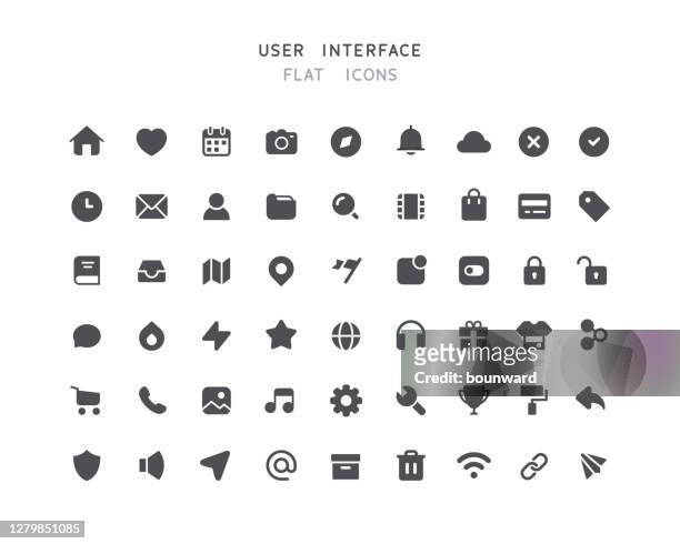 54 big collection of web user interface flat icons - connection stock illustrations