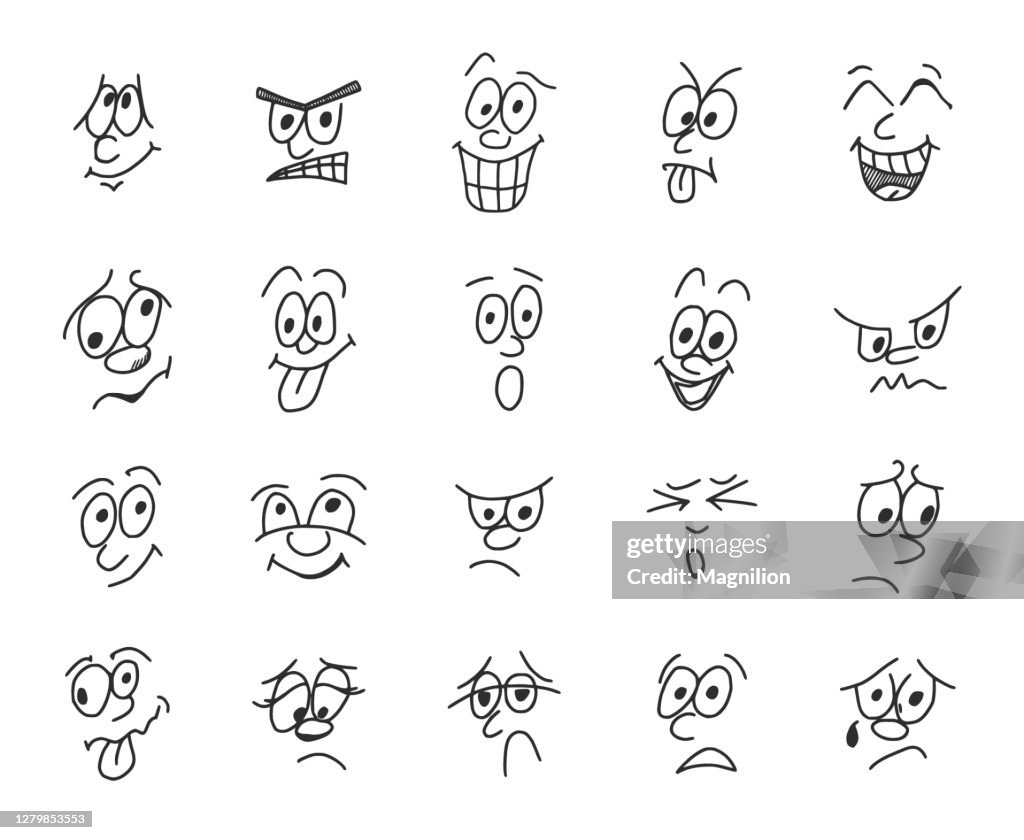 Emoji Doodles Set, Face Emotions