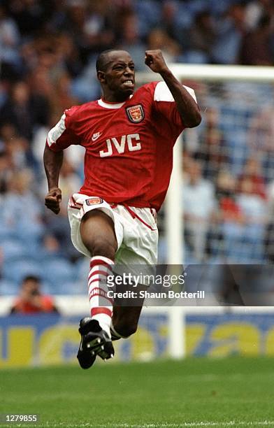 Ian Wright of Arsenal in action during an FA Carling Premiership match against Manchester City at Maine Road in Manchester, England. Arsenal won the...