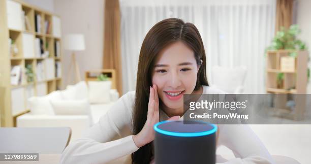 smart ai speaker concept - alexa stock pictures, royalty-free photos & images