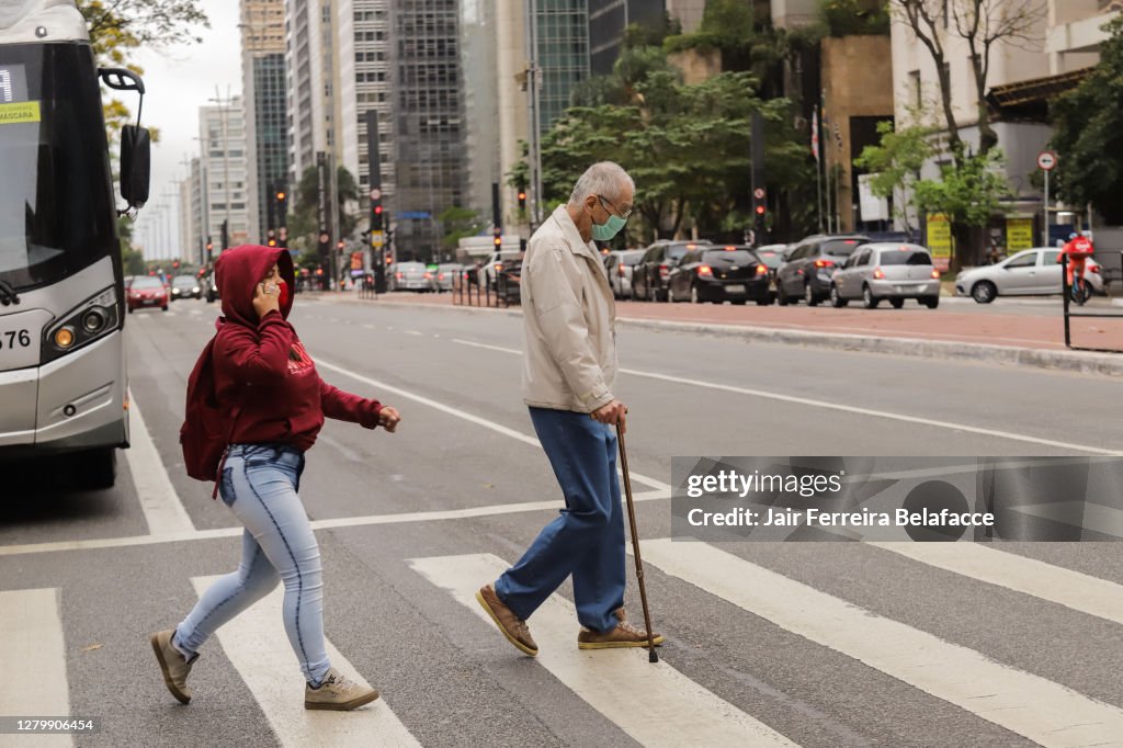 Pedestrians on Paulista Avenue
