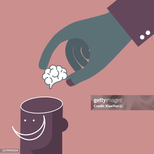 put the brain in the human head. - remember finger stock illustrations