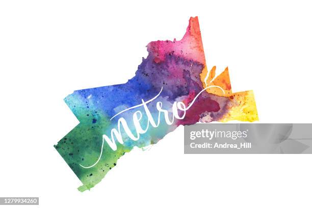 watercolor map of the gta, greater toronto area with metro text, ontario, raster illustration - burlington ontario stock illustrations