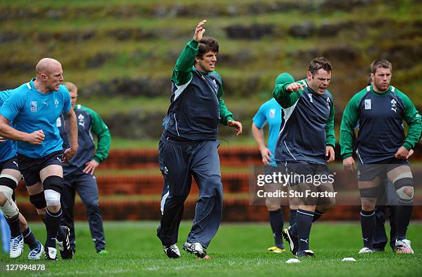 Donncha O'Callaghan of Ireland calls for the pass during an Ireland IRB Rugby World Cup 2011 training session at Rugby League Park on October 5, 2011...