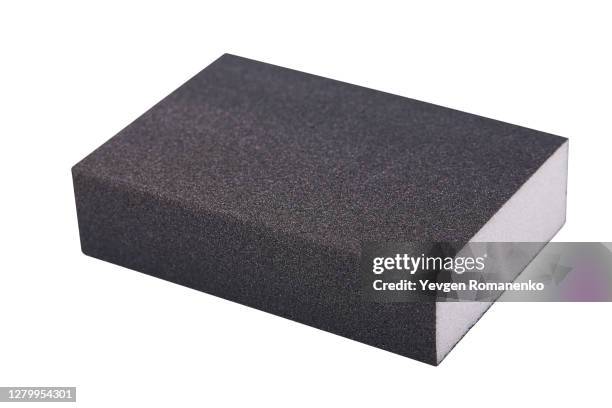 sandpaper sponge isolated on white background - sand paper stock pictures, royalty-free photos & images