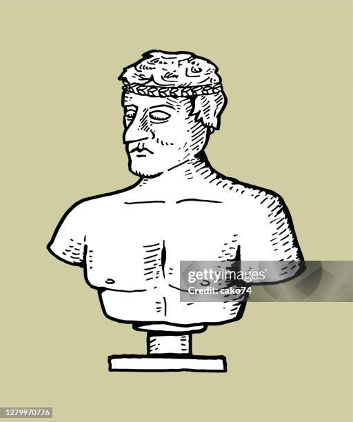 stockillustraties, clipart, cartoons en iconen met het getrokken standbeeld van de hand - greek statue