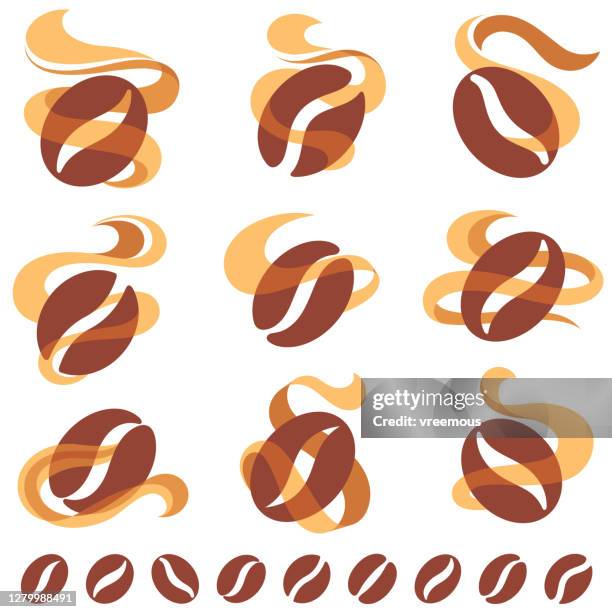 coffee beans icon set - coffee logo stock illustrations