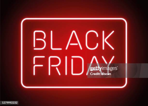 black friday design in fashionable neon style for advertising, banners, leaflets and flyers. - black friday stock illustrations