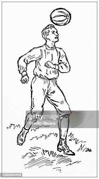 illustrazioni stock, clip art, cartoni animati e icone di tendenza di illustrazione antica di montreal, canada: calcio - sportsman stock illustrations