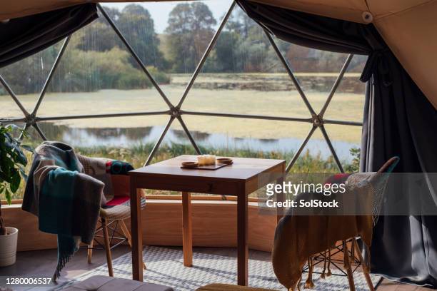 tent with a view - luxury tent stock pictures, royalty-free photos & images