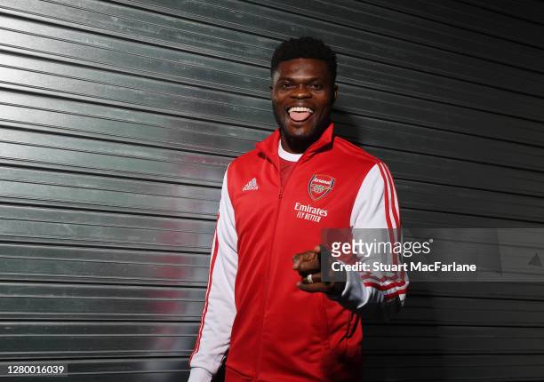 Arsenal new signing Thomas Partey shirts in the Armoury store at Emirates Stadium on October 06, 2020 in London, England.