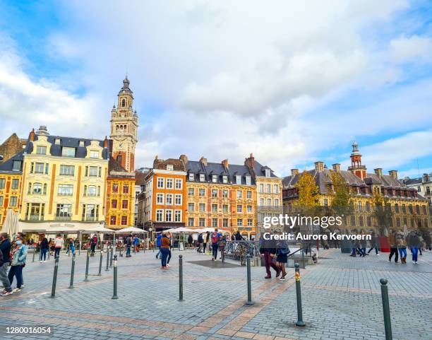 the grand place in lille - general de gaulle square - lille france stock pictures, royalty-free photos & images