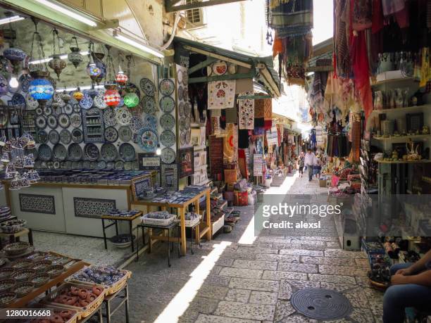 jerusalem old city market bazaar - souq stock pictures, royalty-free photos & images