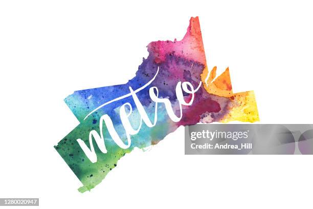 watercolor map of the gta, greater toronto area with metro text, ontario, raster illustration - burlington ontario stock illustrations