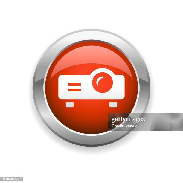 projector glossy icon - overhead projector stock illustrations